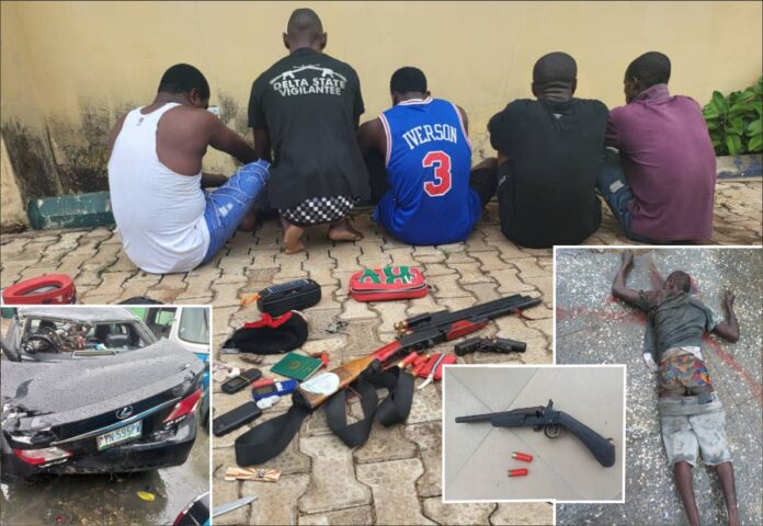 Delta Police Command neutralizes 1, arrests 5 suspected kidnappers, arrested with snatched black Lexus