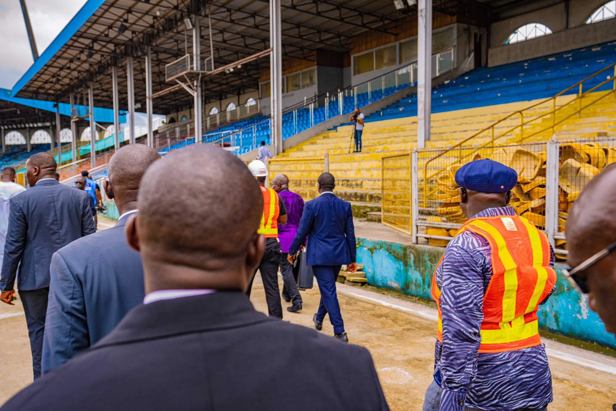 Oborevwori inspection of Warri Township Stadium