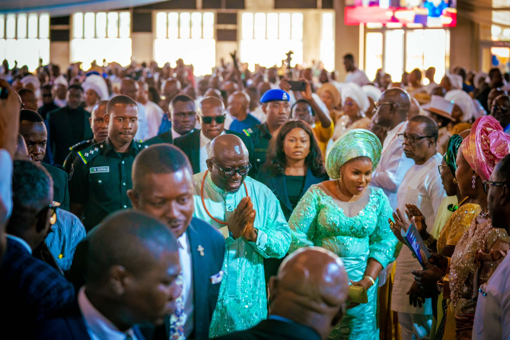 two-fold thanksgiving celebration service at Living Faith Church, also known as Winners' Chapel, Ibusa Road, Asaba