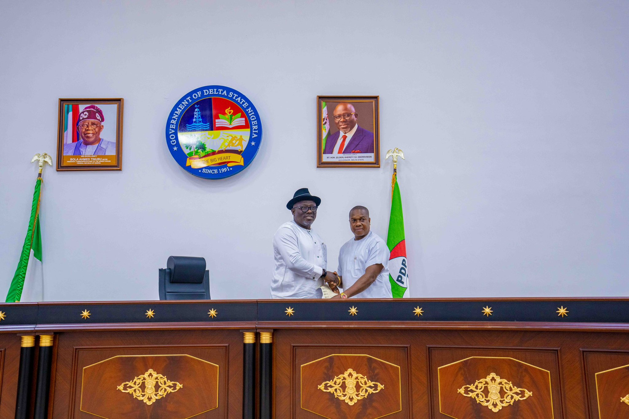 Governor Sheriff Oborevwori receive in audience the leadership of the Nigeria Union of Journalists (NUJ), Delta State Council, led by its Chairman, Comrade Mike Ikeogwu.