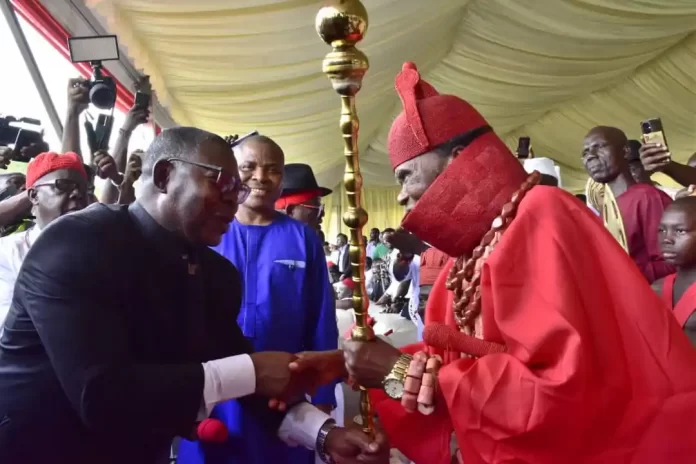 Oborevwori emphasizes vital role of traditional institutions, urges royal sanctity at presentation of staff of office to Owhorode of Olomu Kingdom