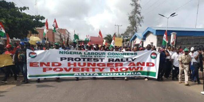 Economic Hardship: Delta state chapter of NLC protest in Asaba