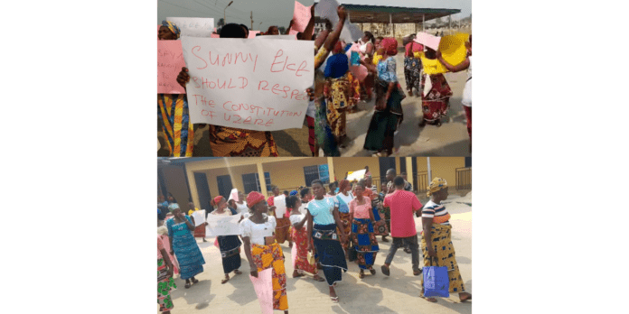 Uzere community women protest leadership crisis, urge Governor’s intervention to prevent violence